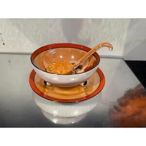 Vintage 1920’s Noritake Morimura, Japan, Lustreware Hand Painted Condiment Set